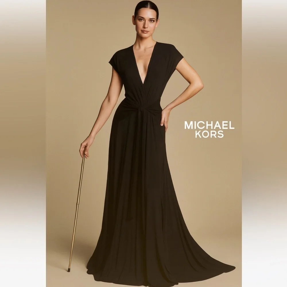 Michael Kors Black High-Low Maxi Dress | Size 10 | Elegant Evening Chic Size 10